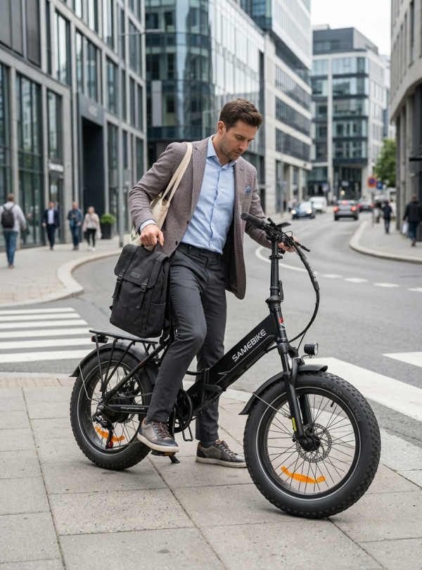 <b>SAMEBIKE</b> • Электрический велосипед складной LOTDM20 750W 13Ah электро фетбайк городской Черный