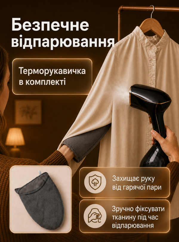 <b>OnePro</b> • Ручной вертикальный бытовой отпариватель одежды мощный парогенератор 2500 Вт для всех видов тканей три режима работы для глажки рубашек брюк штор и постельного белья портативный утюг для дома командировок и путешествий Черный