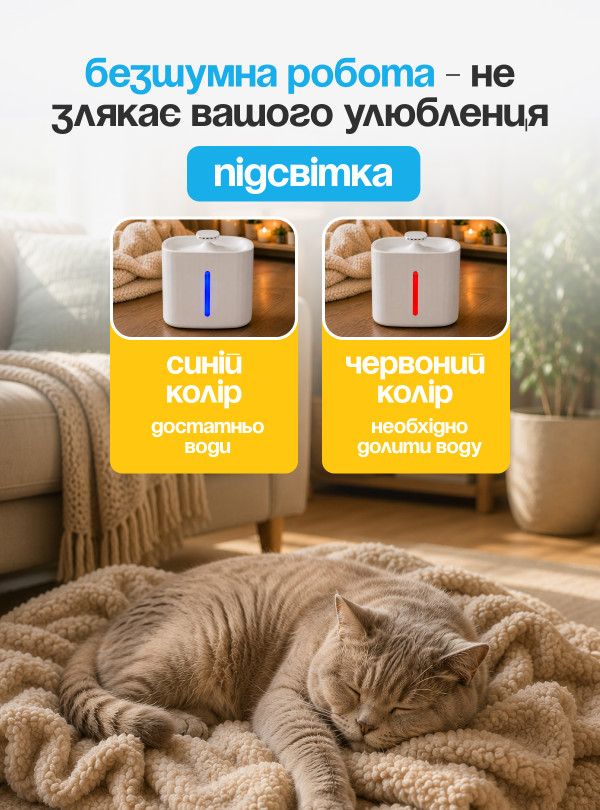 <b>OnePro</b> • УЦІНКА! Автопоїлка фонтан для котів і собак 3 л з фільтром і підсвіткою Білий