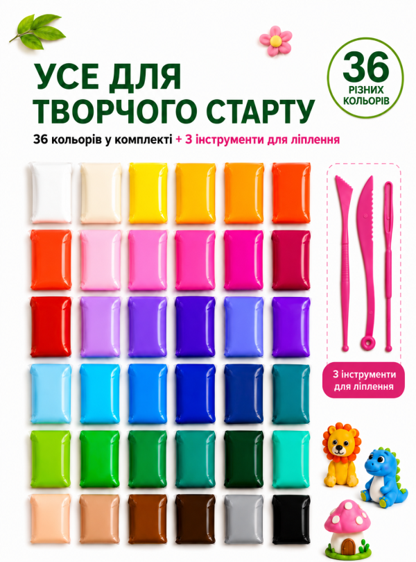 <b>OnePro</b> • Пластилин детский легкий воздушный 36 цветов набор для творчества Разноцветный