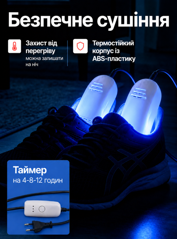 <b>OnePro</b> • Сушарка для взуття електрична 15.5 Вт, від запаху, грибка та вологи Білий