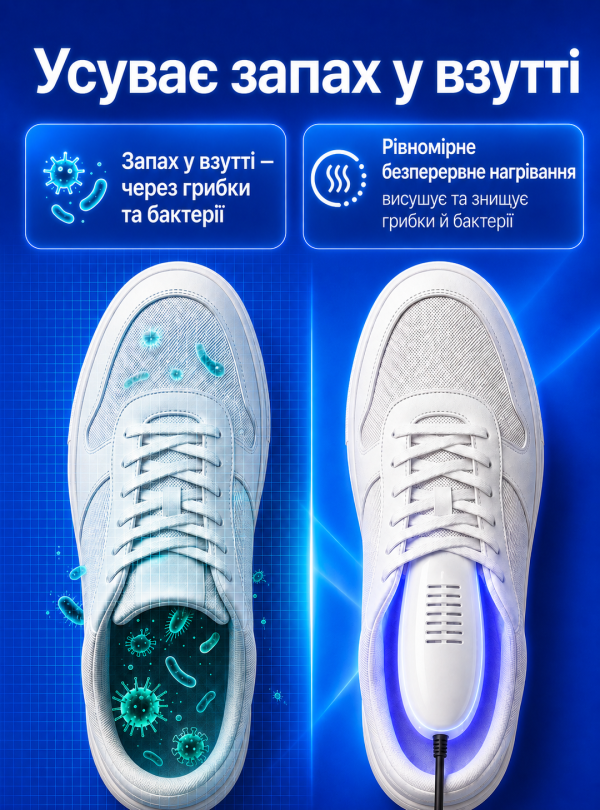 <b>OnePro</b> • Сушарка для взуття електрична 15.5 Вт, від запаху, грибка та вологи Білий
