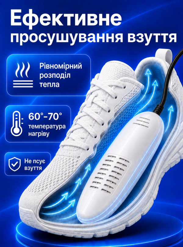 <b>OnePro</b> • Сушарка для взуття електрична 15.5 Вт, від запаху, грибка та вологи Білий