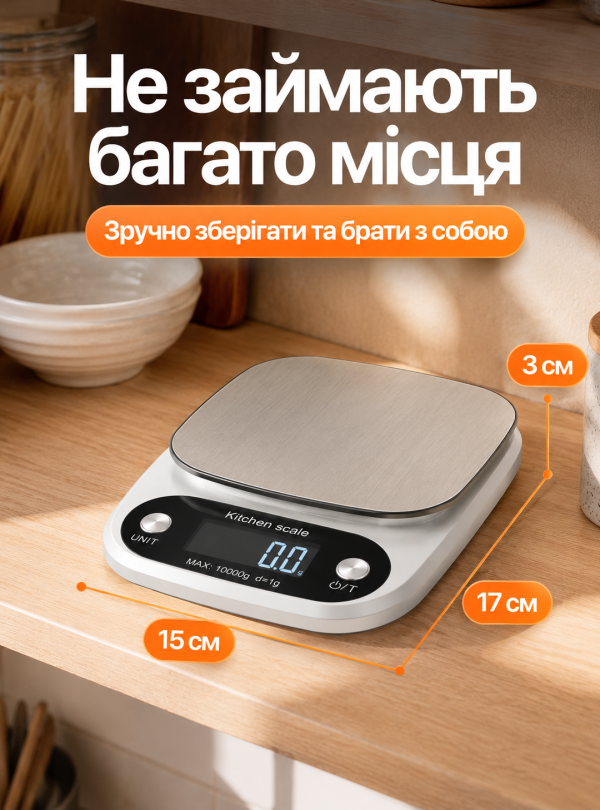 <b>OnePro</b> • Весы кухонные электронные до 10 кг лсд дисплей функция тары автовыключение Серебристый