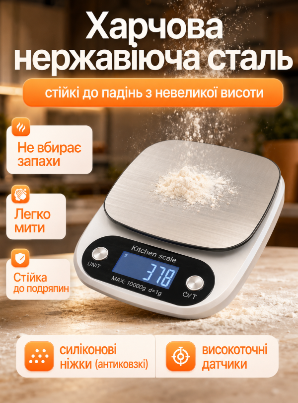 <b>OnePro</b> • Весы кухонные электронные до 10 кг лсд дисплей функция тары автовыключение Серебристый