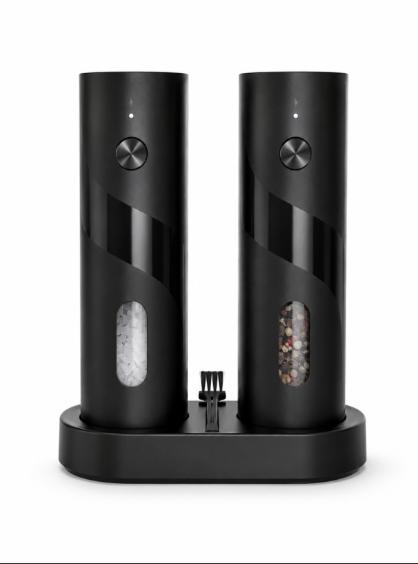 <b>OnePro</b> • Мельница для специй электрическая с подставкой для зарядки универсальные 2 штуки Черный