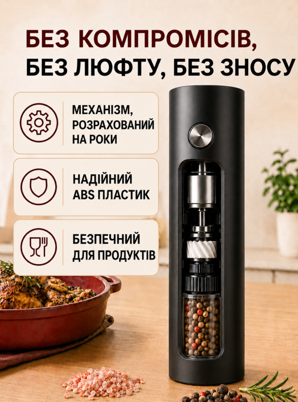<b>OnePro</b> • Мельница для специй электрическая с подставкой для зарядки универсальные 2 штуки Черный