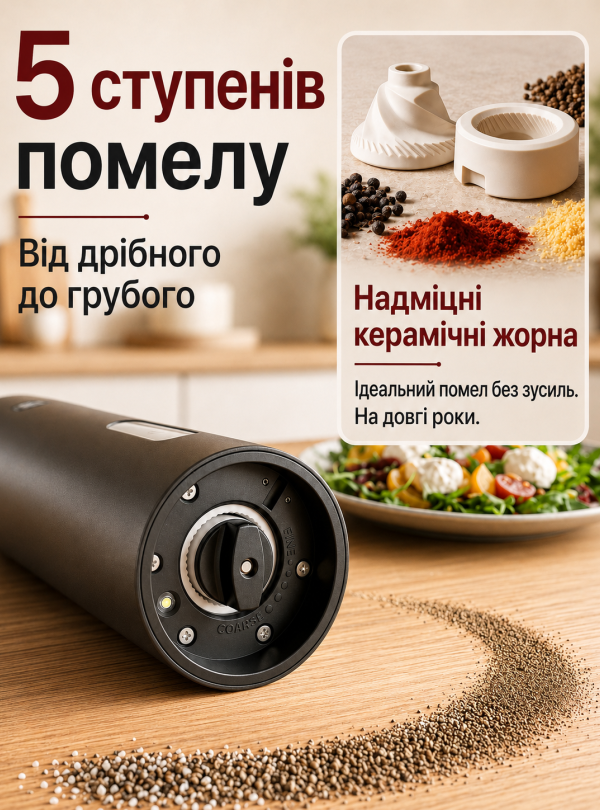 <b>OnePro</b> • Мельница для специй электрическая с подставкой для зарядки универсальные 2 штуки Черный