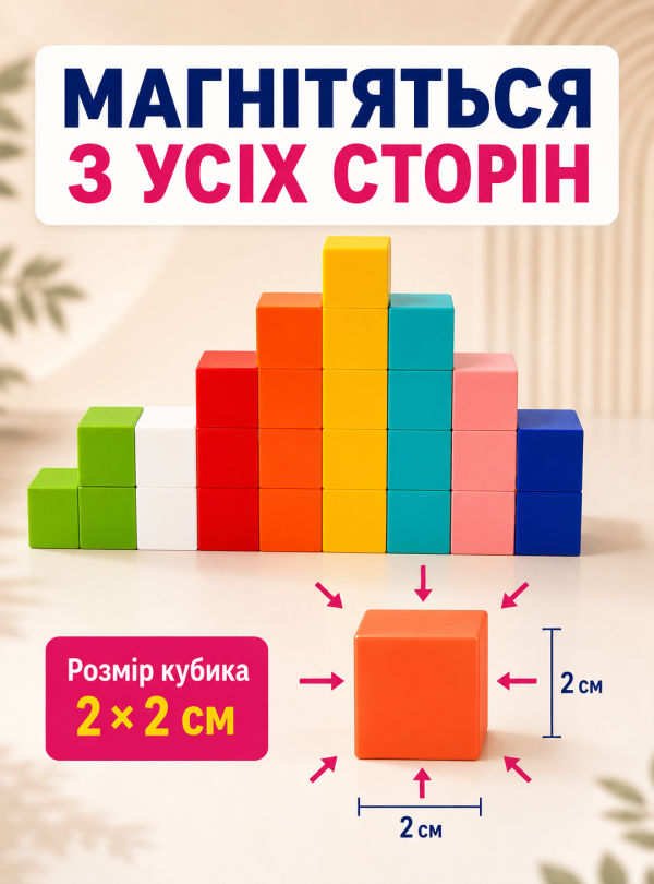 <b>OnePro</b> • Магнитный конструктор для детей 64 кубика развивающий набор игрушка Разноцветный