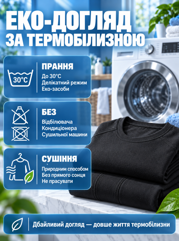 <b>Kifa</b> • Термобілизна чоловіча зимова флісова еластична з бафом та плоскими швами Чорний