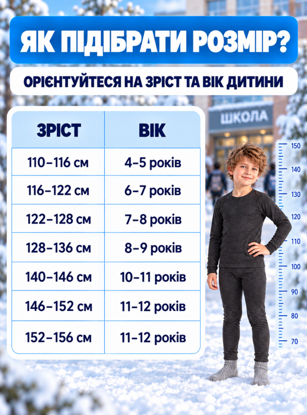 <b>Kifa</b> • Термобілизна дитяча для хлопчика зимова вовняна термокомплект для школи прогулянок Чорний