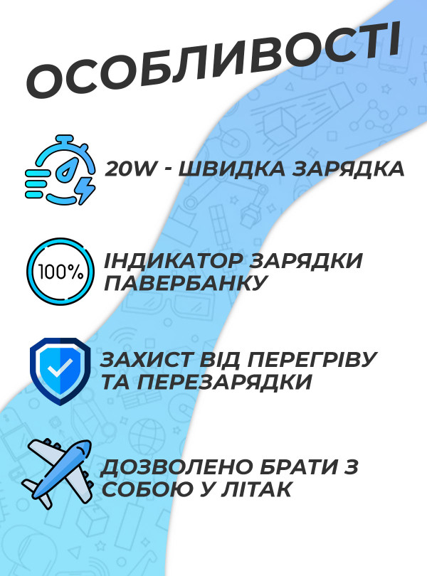 <b>Baseus</b> • Повербанк для дому / потужний повербанк baseus для айфона / ноутбука базеус 30000mah 20W Чорний