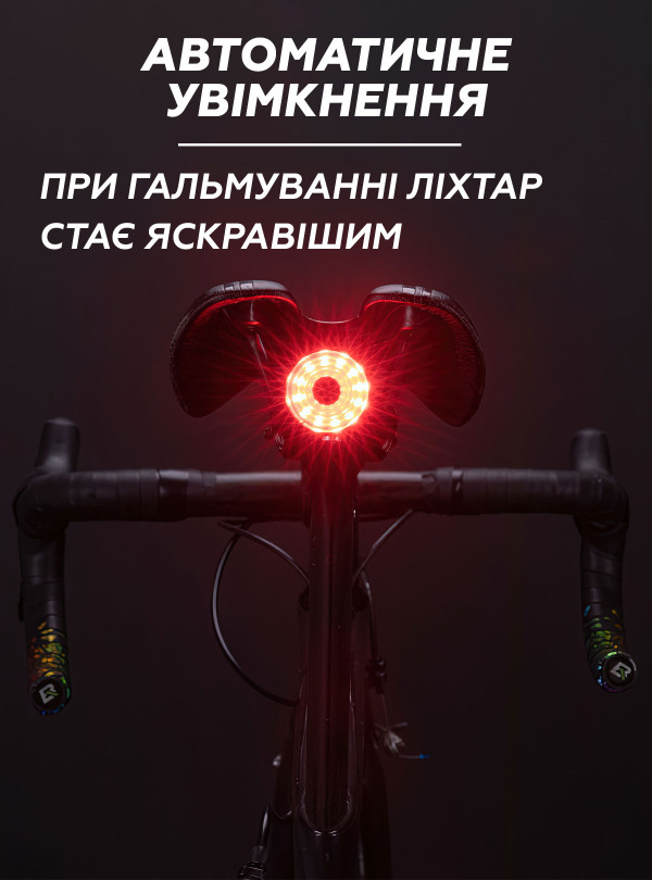 <b>ROCKBROS</b> • Задняя велофара на аккумуляторе 500 мАг 7 режимов Rockbros фара на велосипед умный фонарик для велосипеда зарядка от USB Черный