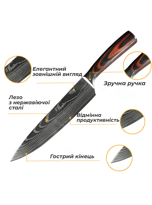 <b>OnePro</b> • Набор ножей из нержавеющей стали / профессиональные ножи для кухни / для мяса, рыбы, овощей / 10 предметов Серый
