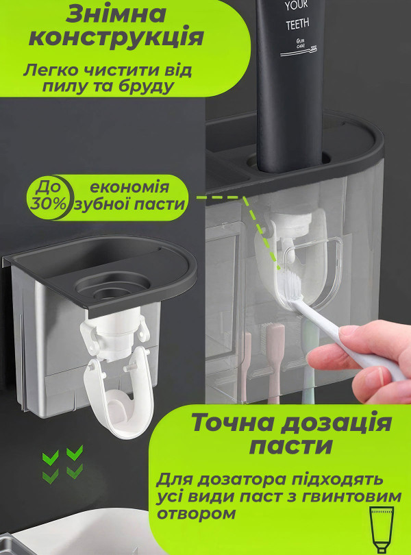 <b>OnePro</b> • Органайзер в ванную комнату / держатель для щеток и пасты / подвесной органайзер / органайзер для хранения в ванной / полка органайзер Черный