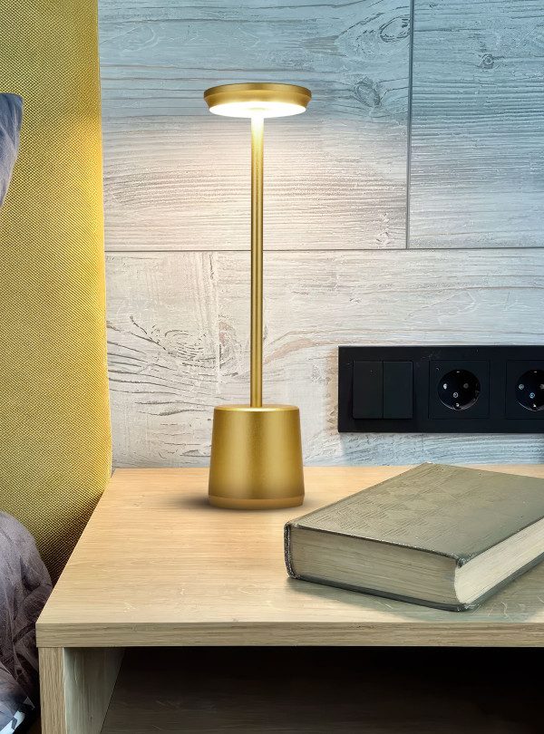 <b>OnePro</b> • Сенсорная лампа ночник с usb зарядкой на аккумуляторе в спальню / led лампа настольная с аккумулятором Золотой