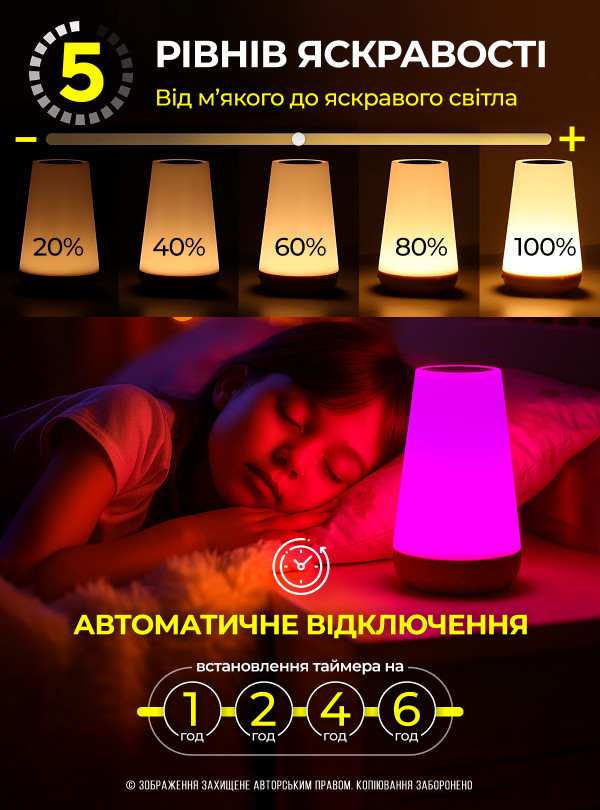 <b>OnePro</b> • Ночник на аккумуляторе беспроводной светильник аккумуляторный сенсорный ночники в спальню детскую для детей лед лампа юсб с пультом 13 цветов 1500 м Желтый