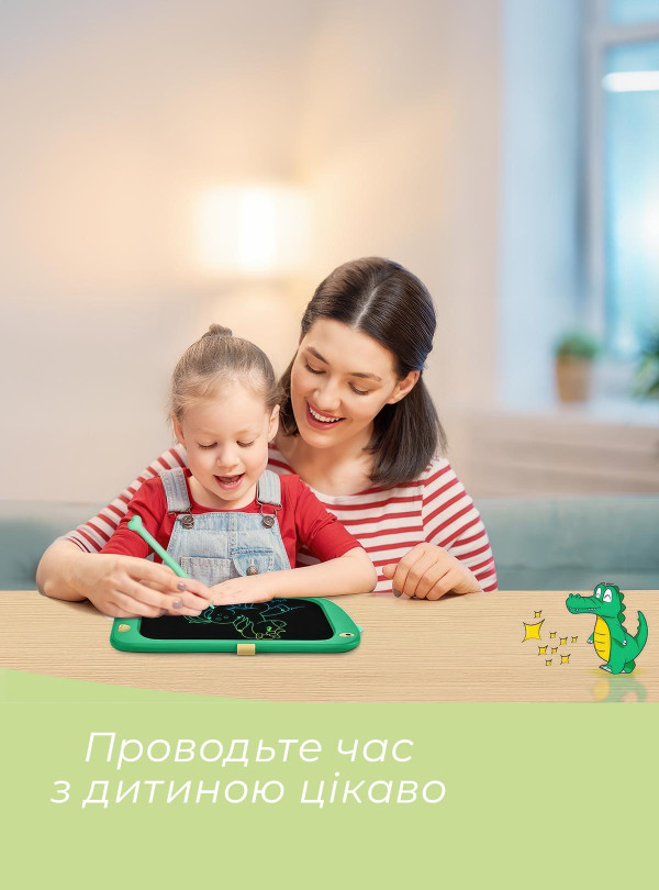 <b>DobraMAMA</b> • Планшет для малювання зі стілусом lcd графічна дошка для малювання універсальний для дітей дівчинці хлопчика подарунок на день народження Динозавр Зелений