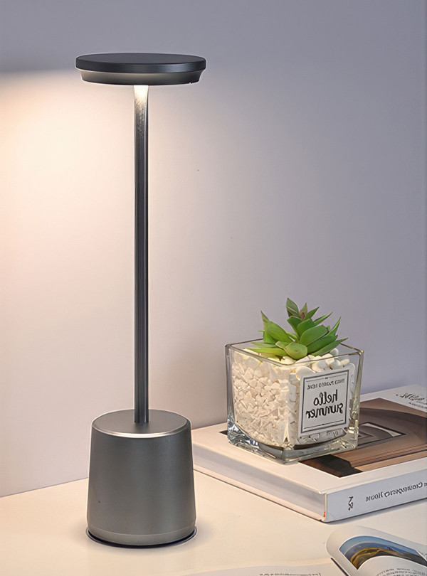 <b>OnePro</b> • Сенсорная лампа ночник с usb зарядкой на аккумуляторе в спальню / led лампа настольная с аккумулятором Серебряный