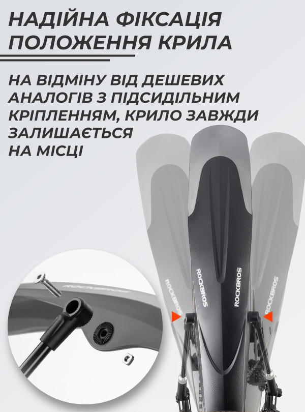 <b>ROCKBROS</b> • Крылья на велосипед комплект переднее и заднее велокрылья защитные щитки болотники для велосипеда 26 27 28 29 дюймов Черный