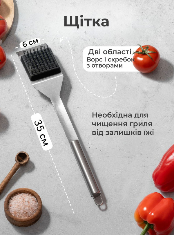 <b>OnePro</b> • Набір для шашлику барбекю мангала гриля в кейсі мангальний набір 5 шт лопатка виделка щипці ніж пензлик щітка шампура подарунковий набір для чоловіків Чорний
