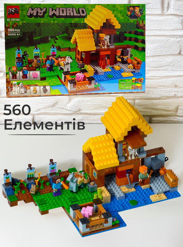 <b>DobraMAMA</b> • Конструктор minecraft для дітей lego / дитячий конструктор лего майнкрафт / Фермерський будиночок / 560 деталей Різнокольоровий