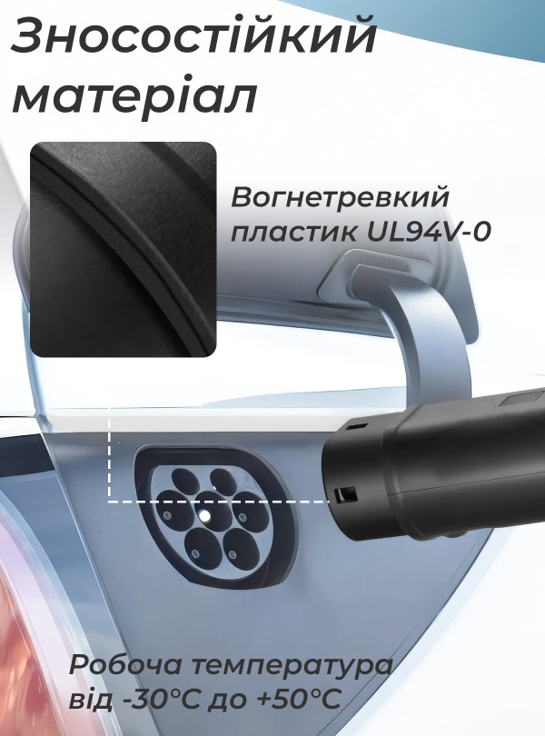 <b>Guwieyg </b> • Перехідник type 1 type 2 1фаза для електромобіля / адаптер для швидкої зарядки тип 1 на тип 2 / 32А 400V Чорний