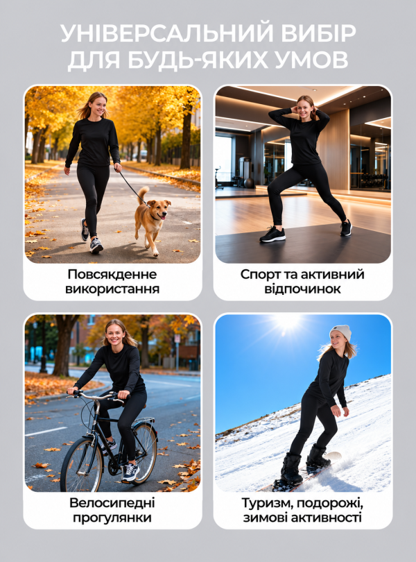 <b>OnePro</b> • Термобілизна жіноча тепла термокомплект еластичний для спорту універсальна Чорний