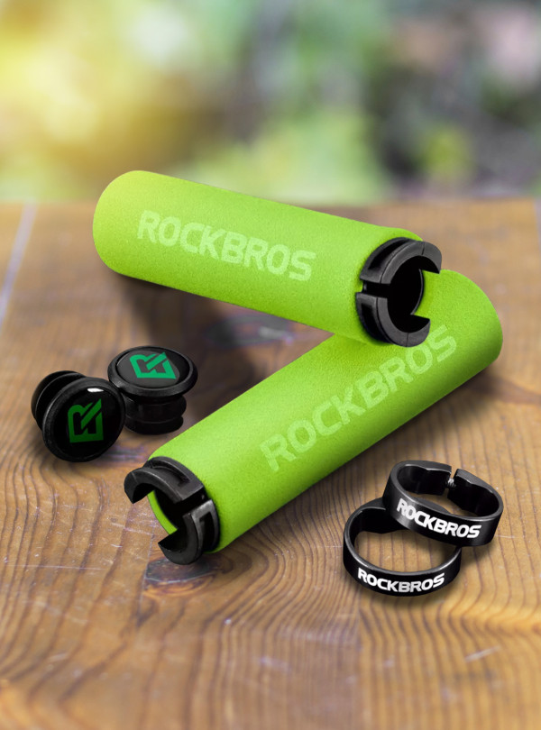 <b>ROCKBROS</b> • Грипсы на велосипед ROCKBROS мягкие ручки для велосипеда эргономические резиновые ручки на руль велосипеда грипсы для велосипеда вело ручки Салатовые