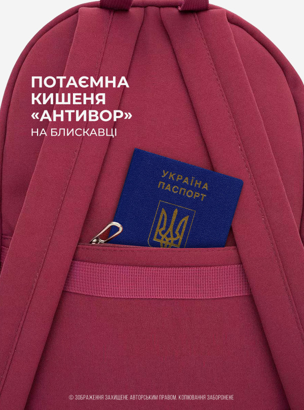 <b>OnePro</b> • Рюкзак женский городской вместительный для ноутбука путешествий мужской ручная кладь школьный повседневный молодежный водонепроницаемый Бордовый