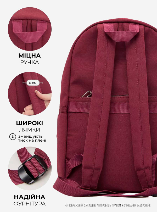 <b>OnePro</b> • Рюкзак женский городской вместительный для ноутбука путешествий мужской ручная кладь школьный повседневный молодежный водонепроницаемый Бордовый