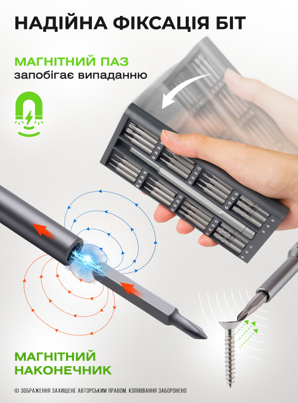 <b>OnePro</b> • Набір прецизійних магнітних міні викруток з бітами для телефону ноутбука точних робіт дрібної електроніки в чохлі 62 шт подарунок чоловікові Чорний