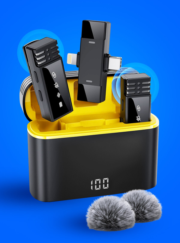 <b>OnePro</b> • Беспроводной микрофон петличный для телефона айфона iphone стримов видео конференций блогера петличка на одежду с ветрозащитными насадками 2 шт Черный